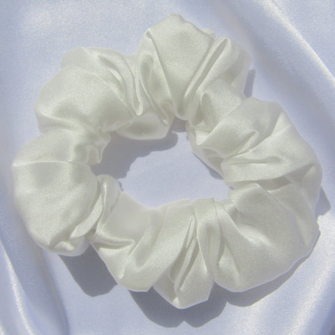 White Silk Hair Scrunchie