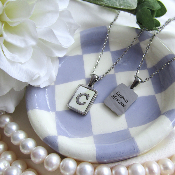 Silver Mother of Pearl Letter Necklace