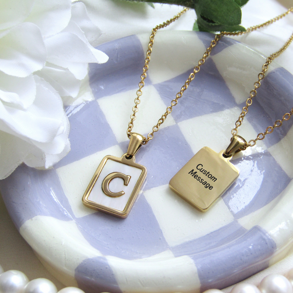 Gold Mother of Pearl Letter Necklace