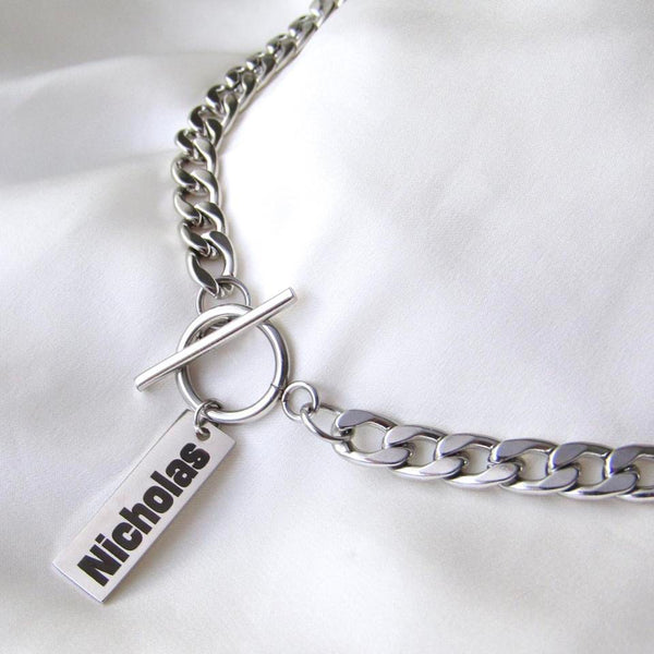 Silver Custom Cuban Chain Tag Necklace