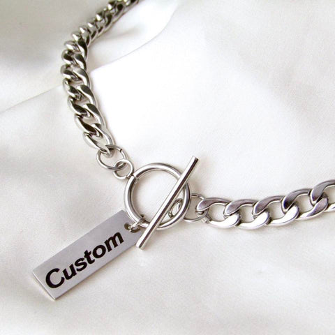 Silver Custom Cuban Chain Tag Necklace