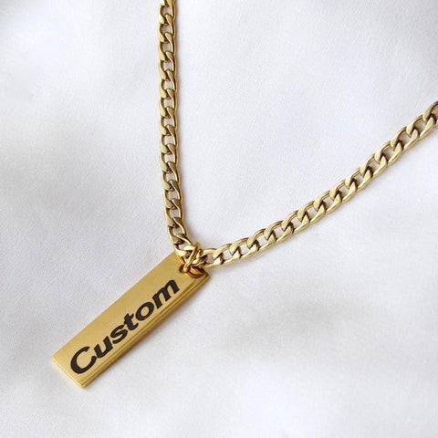 Gold Custom Cuban Chain Tag Necklace