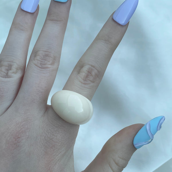 Cream Acrylic Dome Ring