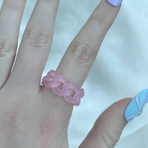 Frosted Pink Acrylic Chain Ring