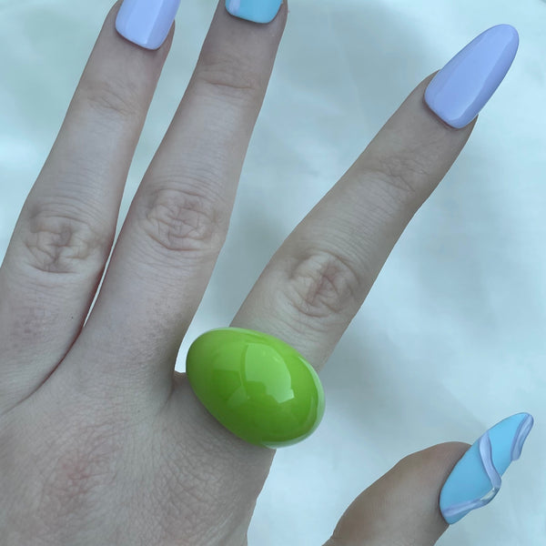 Lime Green Acrylic Dome Ring