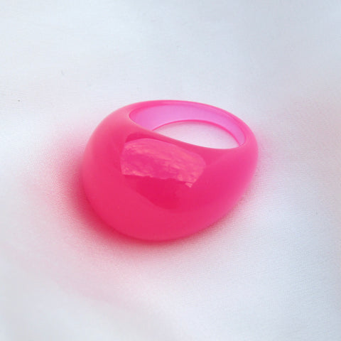 Neon Pink Acrylic Dome Ring