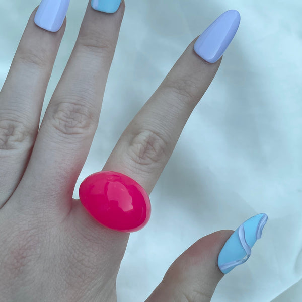 Neon Pink Acrylic Dome Ring