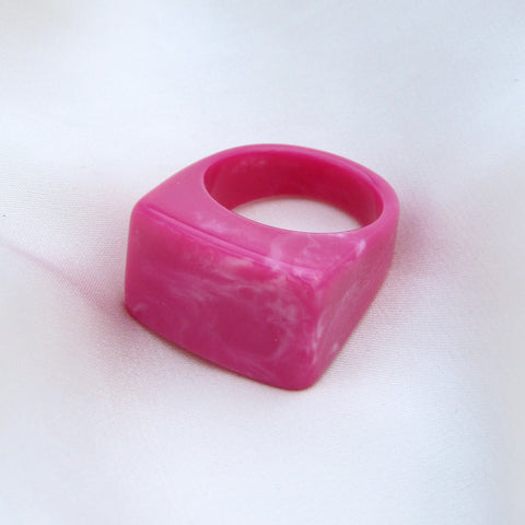 Marble Pink Acrylic Block Ring