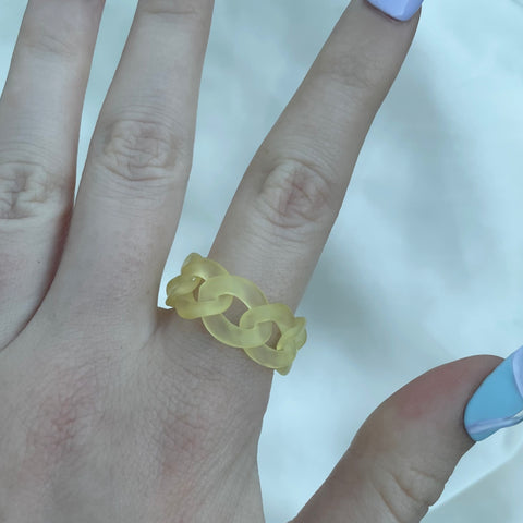 Lemon Yellow Acrylic Chain Ring