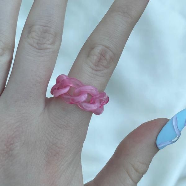 Marble Pink Acrylic Chain Ring