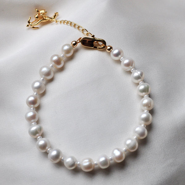 Gold Angel Pearl Bracelet