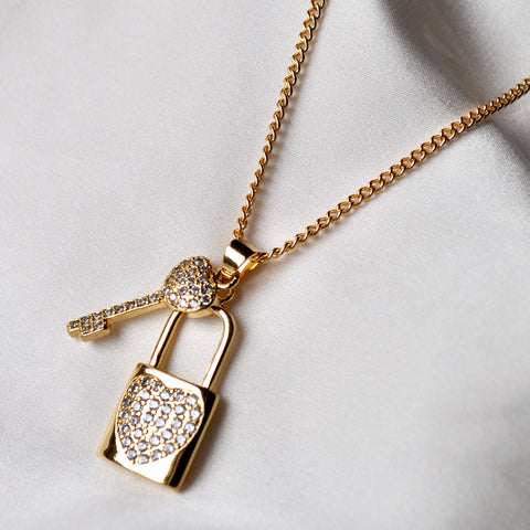 Gold Lock and Key Necklace