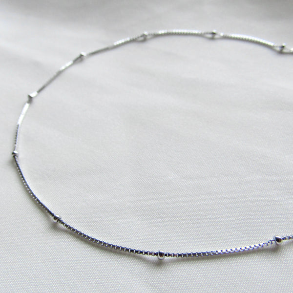 Silver Beaded Chain Necklace