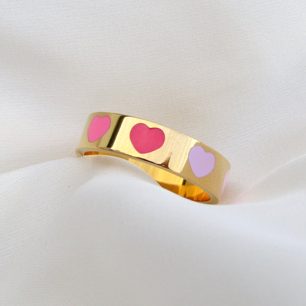 Pastel Heart Band Ring