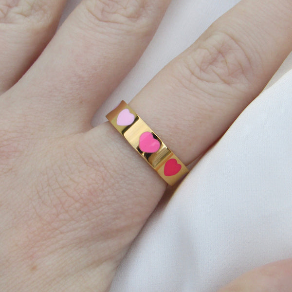 Pastel Heart Band Ring