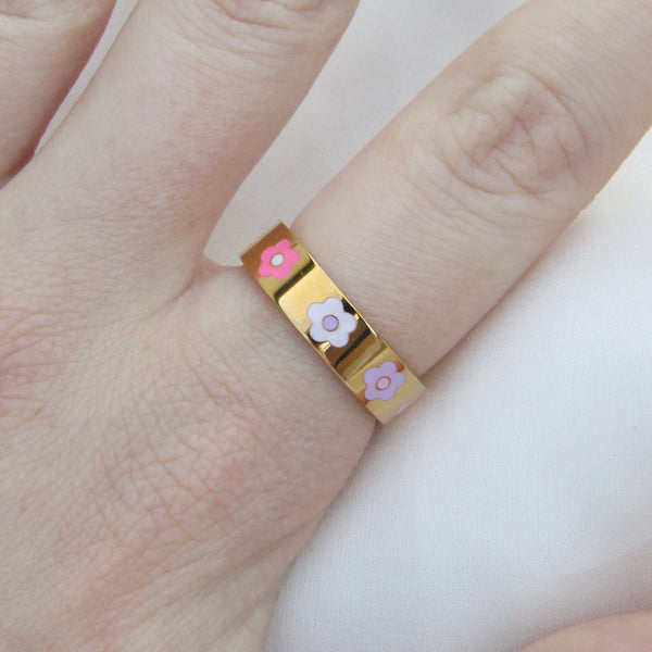 Pastel Flower Band Ring