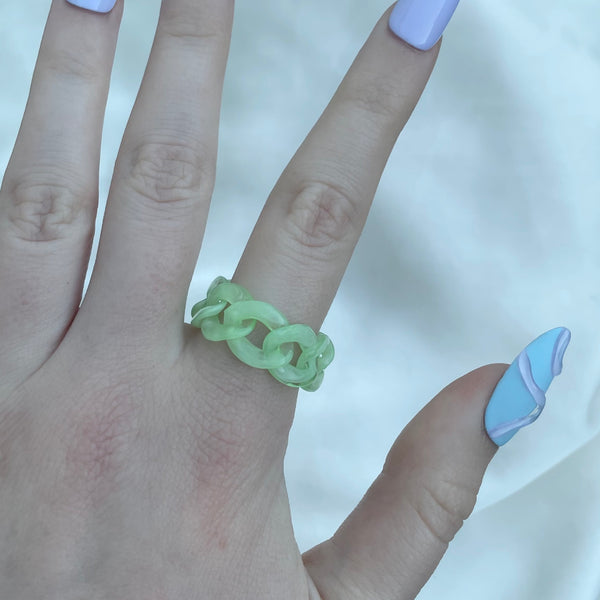 Sage Green Acrylic Chain Ring