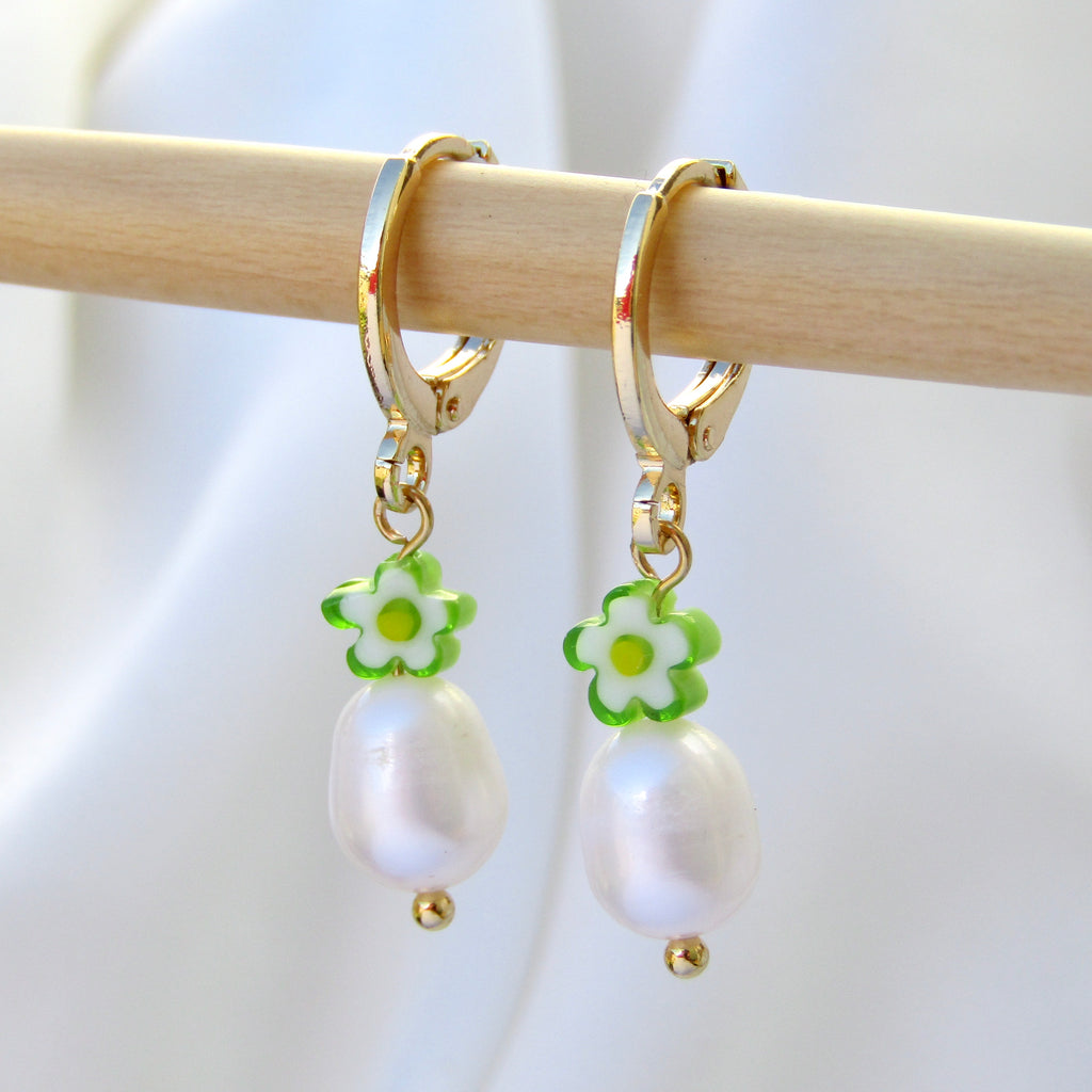 Green on sale pearl earrings