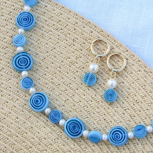 Turquoise Spiral Pearl Necklace