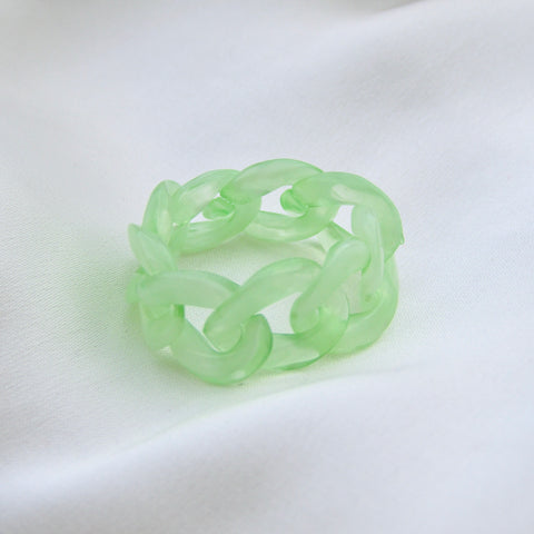 Sage Green Acrylic Chain Ring