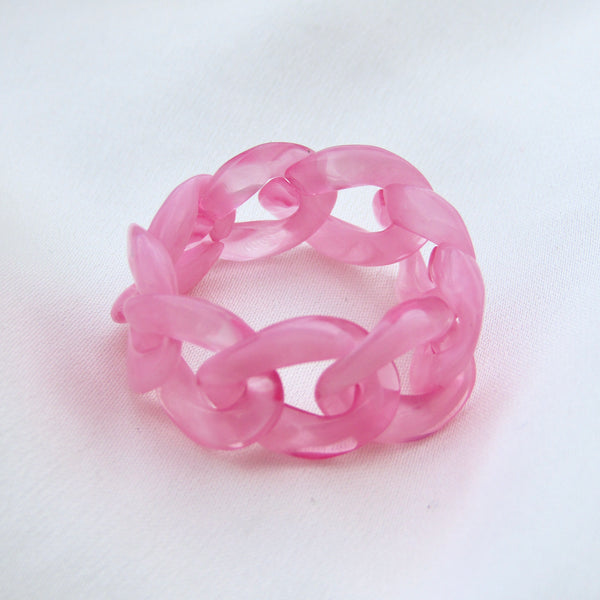 Marble Pink Acrylic Chain Ring