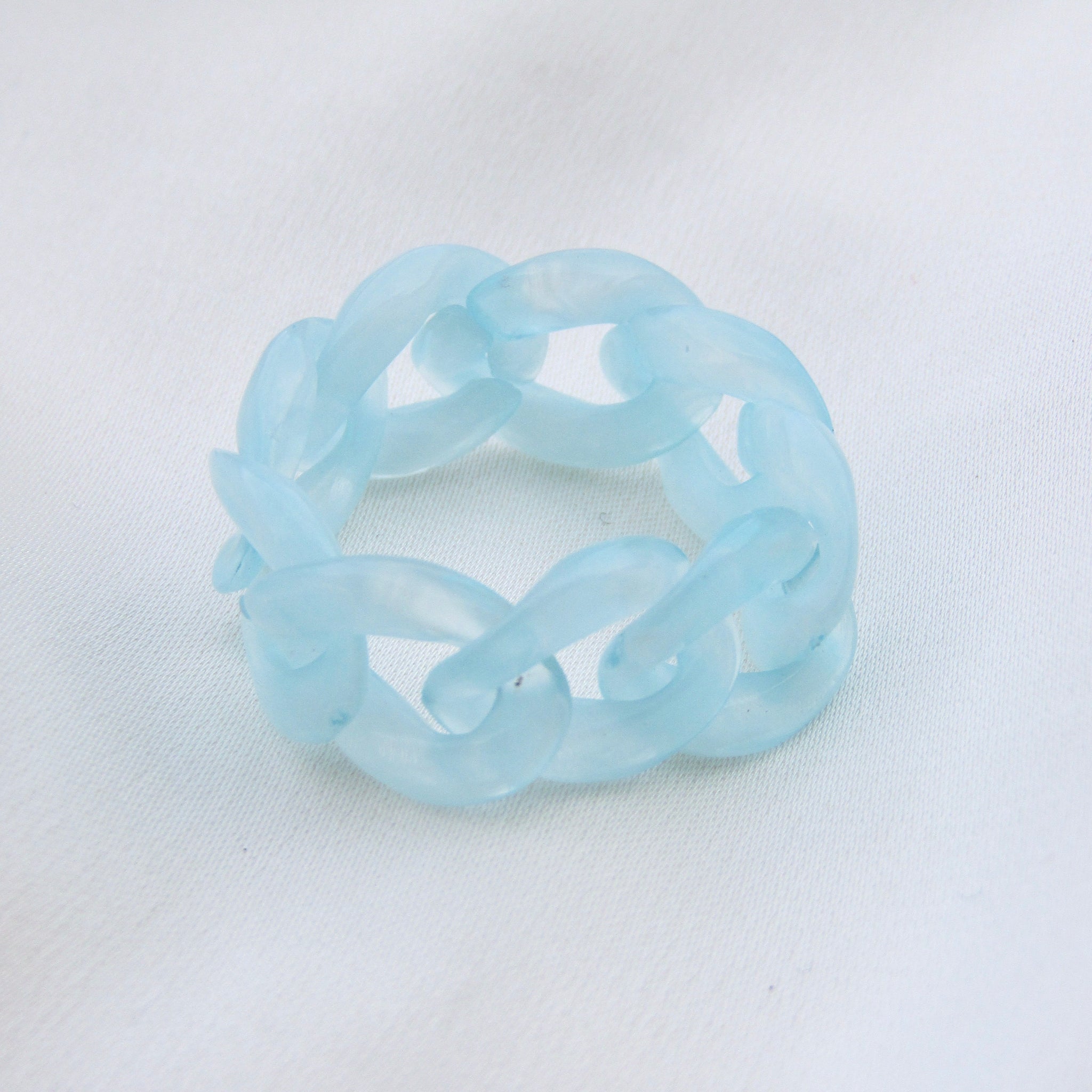 Marble Blue Acrylic Chain Ring