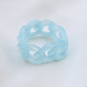 Marble Blue Acrylic Chain Ring