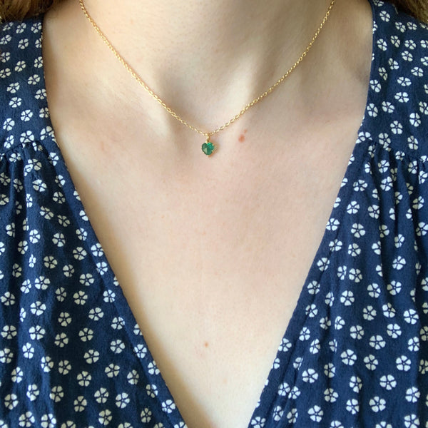 Green Diamanté Heart Necklace