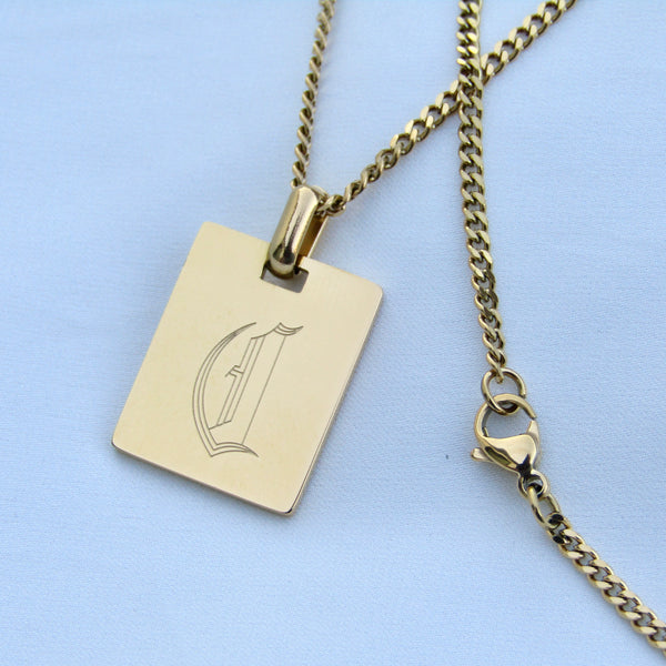 Gold Gothic Letter Necklace