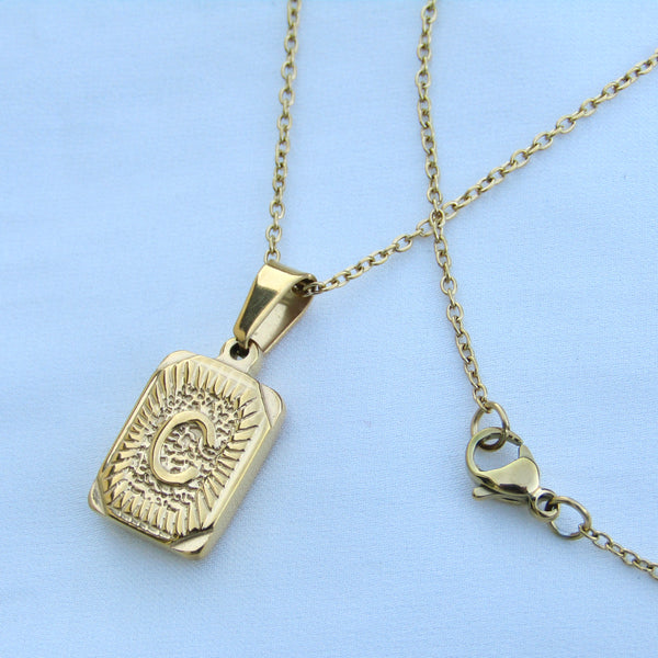 Gold Embossed Letter Necklace