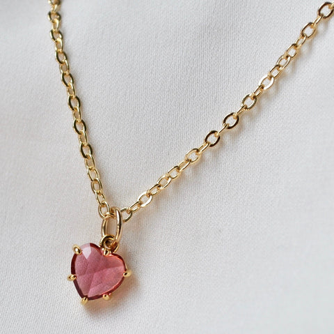 Pink Diamanté Heart Necklace