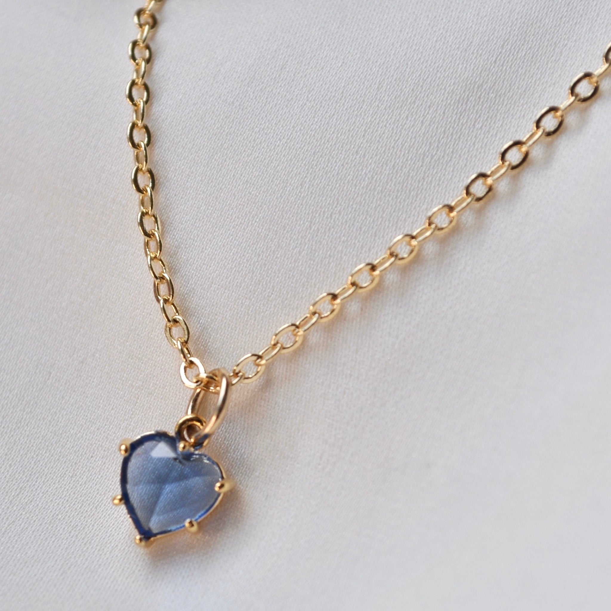 Blue Diamanté Heart Necklace