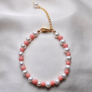 Pearl and Pink Bead Bracelet