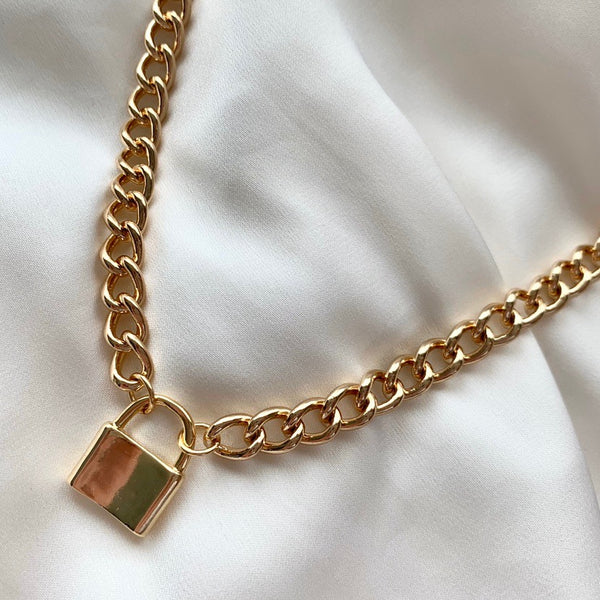 Chunky Gold Padlock Necklace