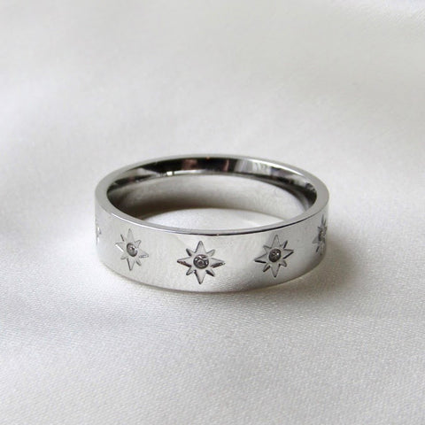 Silver Star Band Ring