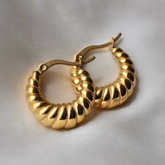 Chunky Gold Twirl Hoops