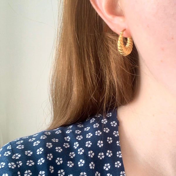 Chunky Gold Twirl Hoops