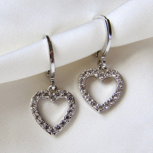 Silver Diamanté Heart Huggies