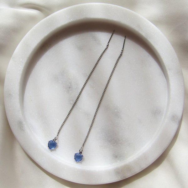 Blue Diamanté Heart Threads