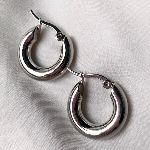 Chunky Silver Hoops