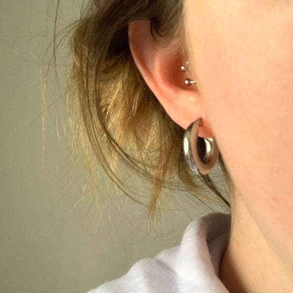 Chunky Silver Hoops