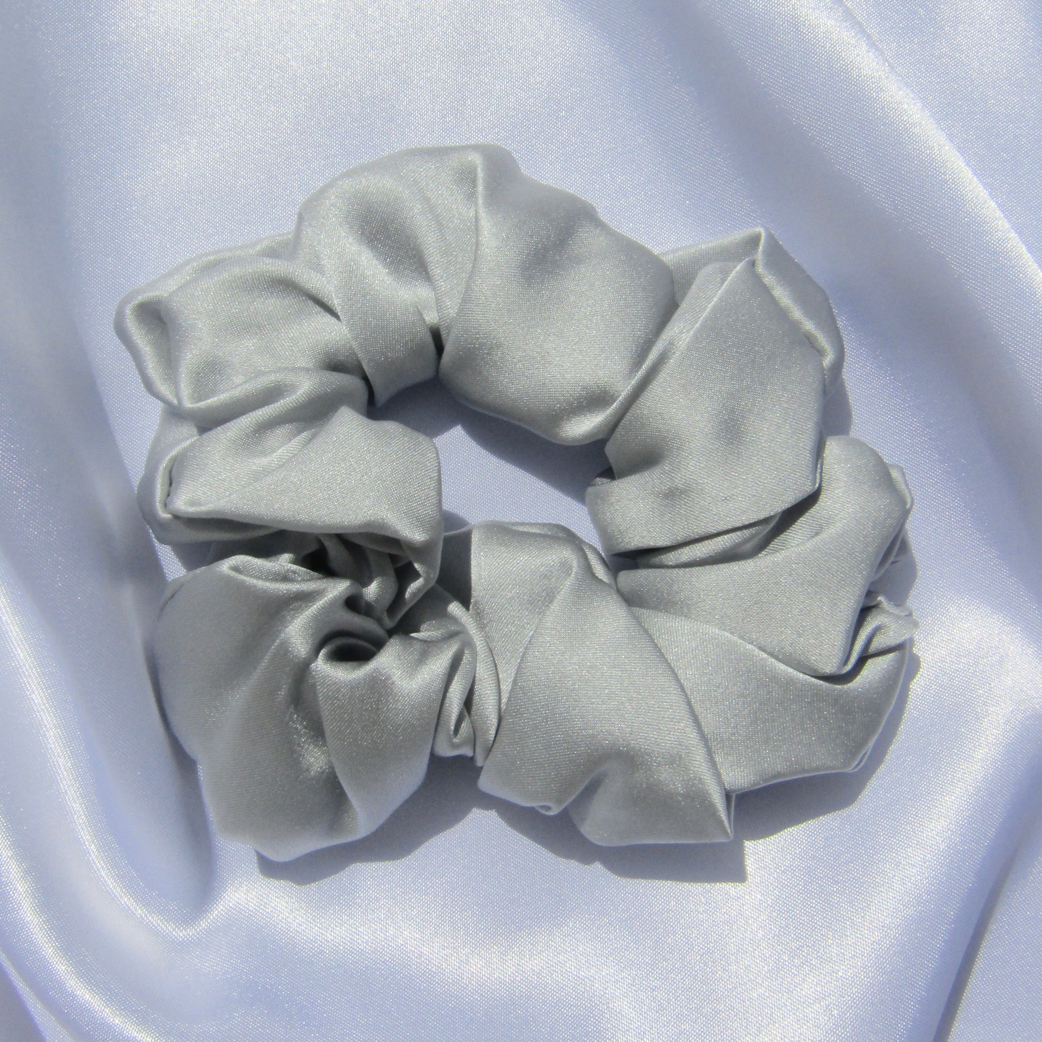 Grey Silk Hair Scrunchie