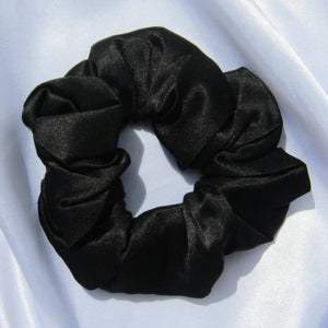 Black Silk Hair Scrunchie