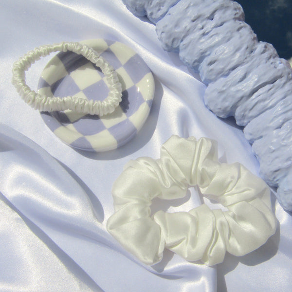 White Silk Hair Scrunchie