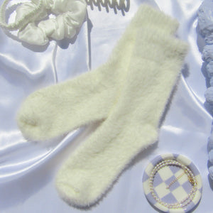 Cream Fluffy Socks