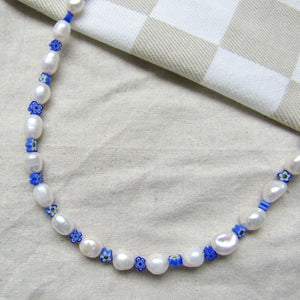 Blue Blooms Pearl Necklace