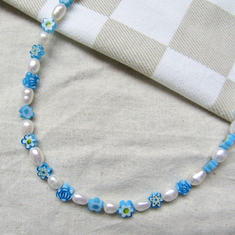 Turquoise Blooms Pearl Necklace