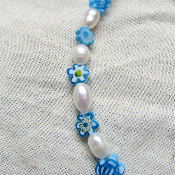 Turquoise Blooms Pearl Necklace