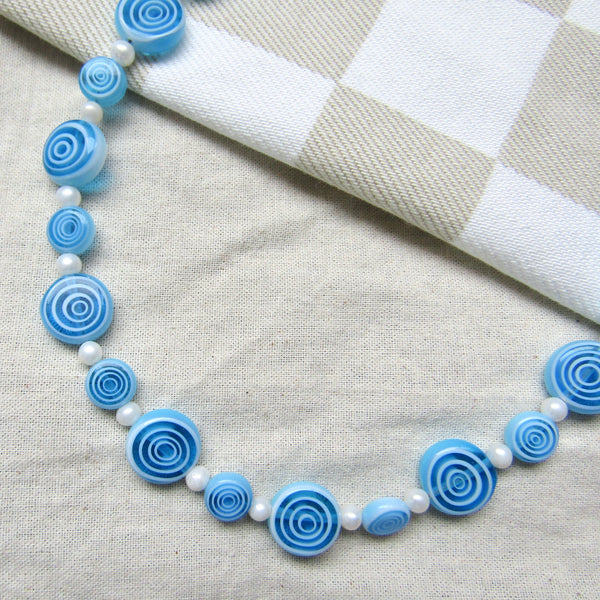 Turquoise Spiral Pearl Necklace