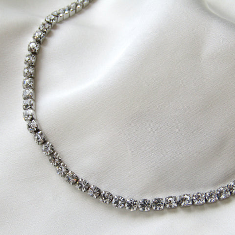 Silver Diamante Tennis Chain Necklace